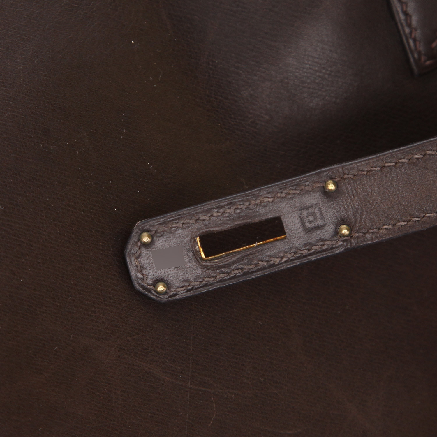 Borsa Hermès  Birkin 35 cm in pelle box marrone - Detail D4