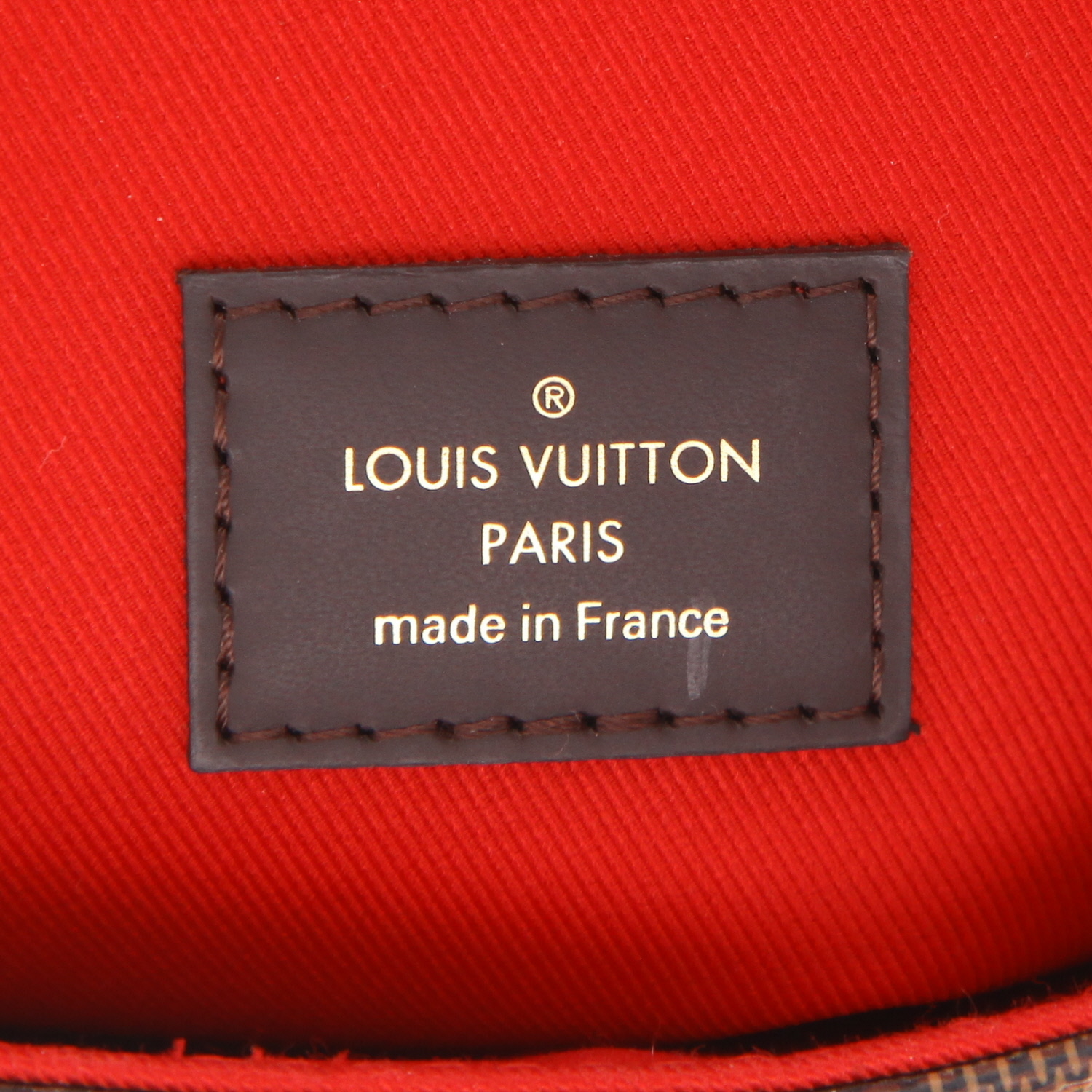 Sac bandoulière Louis Vuitton  Croisette en toile damier ébène et cuir marron - Detail D2