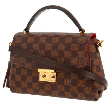 Sac bandoulière Louis Vuitton  Croisette en toile damier ébène et cuir marron