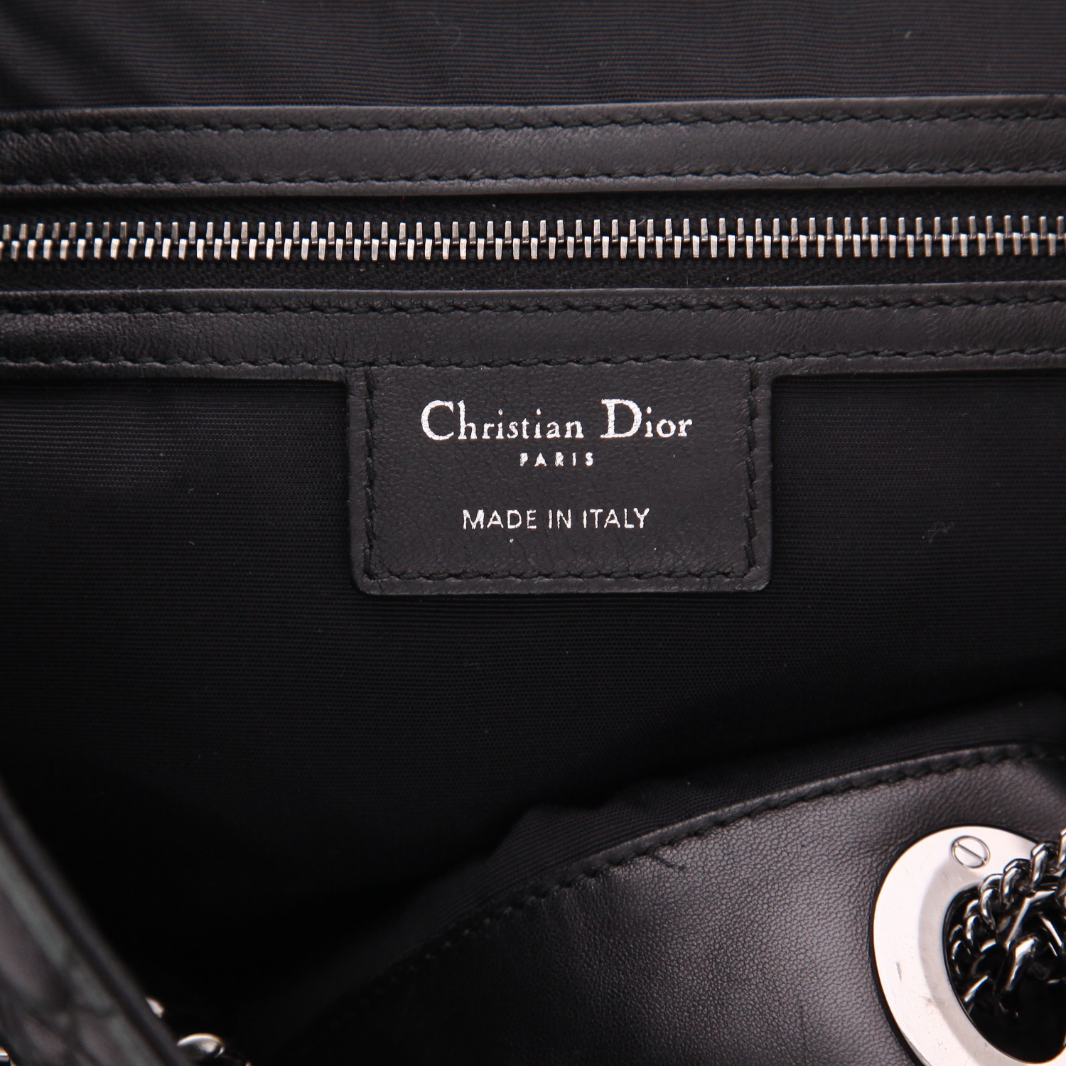 Sac cabas Dior   en cuir cannage noir - Detail D2