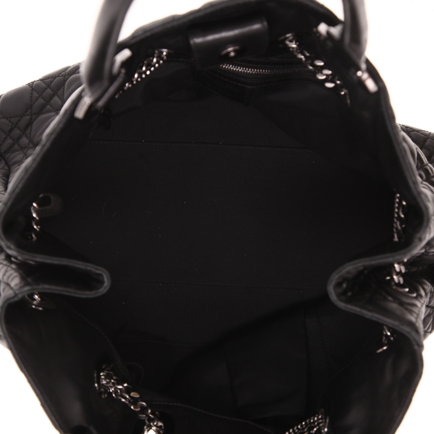 Sac cabas Dior   en cuir cannage noir - Detail D3