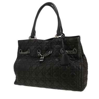 Dior   shopping bag  in black leather cannage