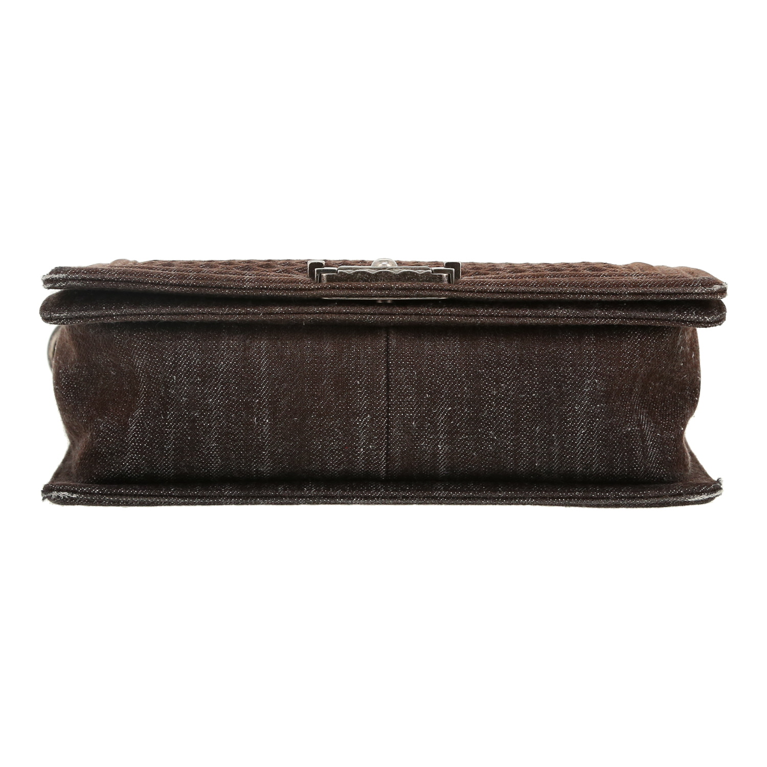 Sac bandoulière Chanel  Boy en toile denim marron - Detail D1