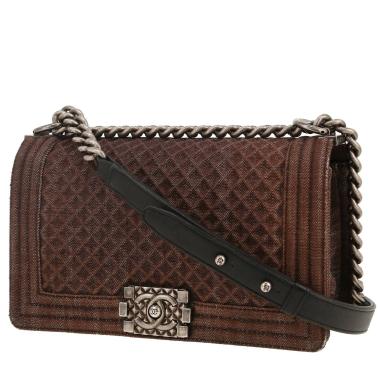 Chanel  Boy shoulder bag  in brown denim canvas