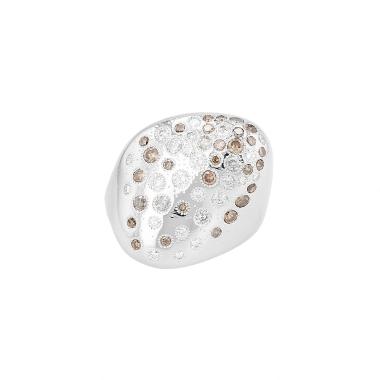 Anello De Beers Talisman in oro bianco, diamanti brown e diamanti bianco