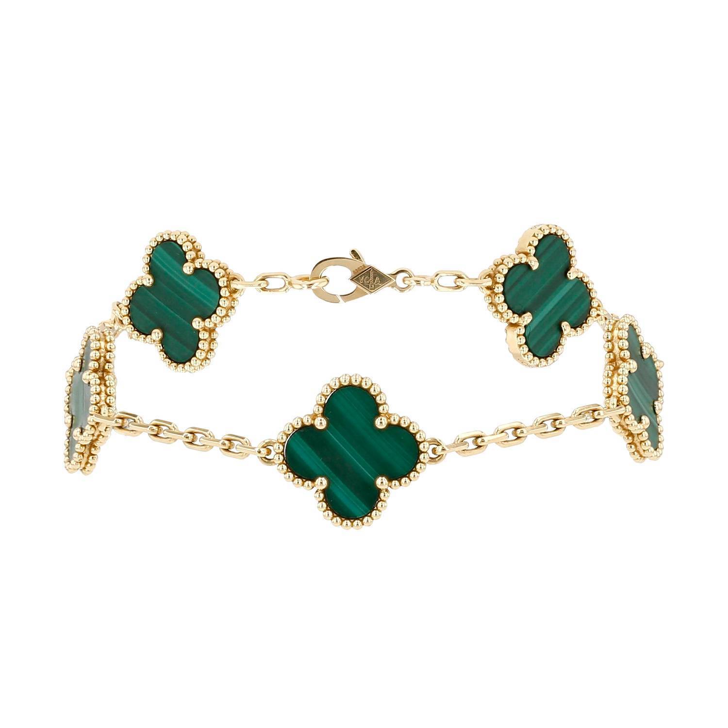 Bracelet Van Cleef & Arpels Vintage Alhambra en or jaune et malachite
