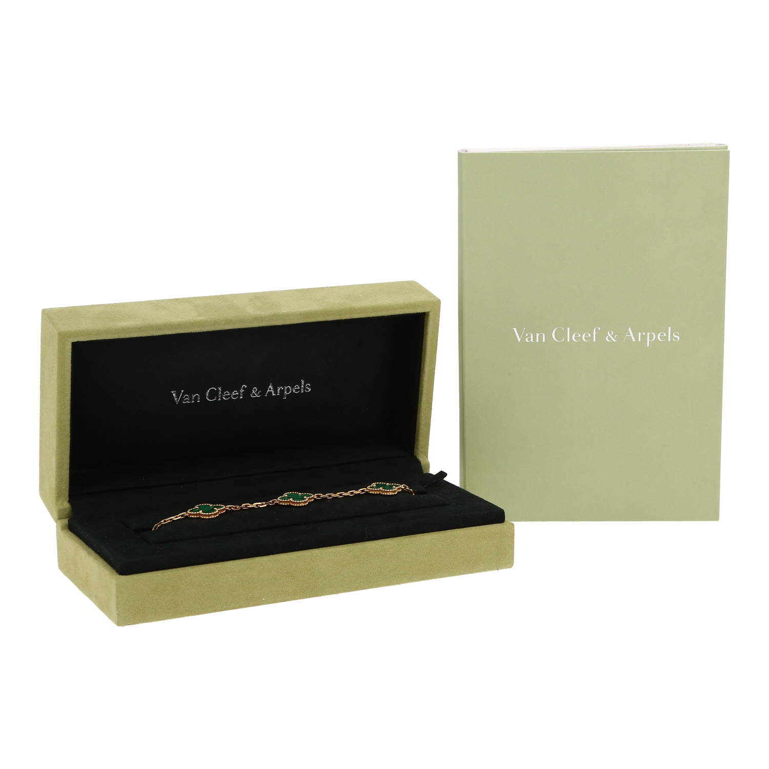 Van Cleef & Arpels Vintage Alhambra bracelet in yellow gold and malachite - Detail D2