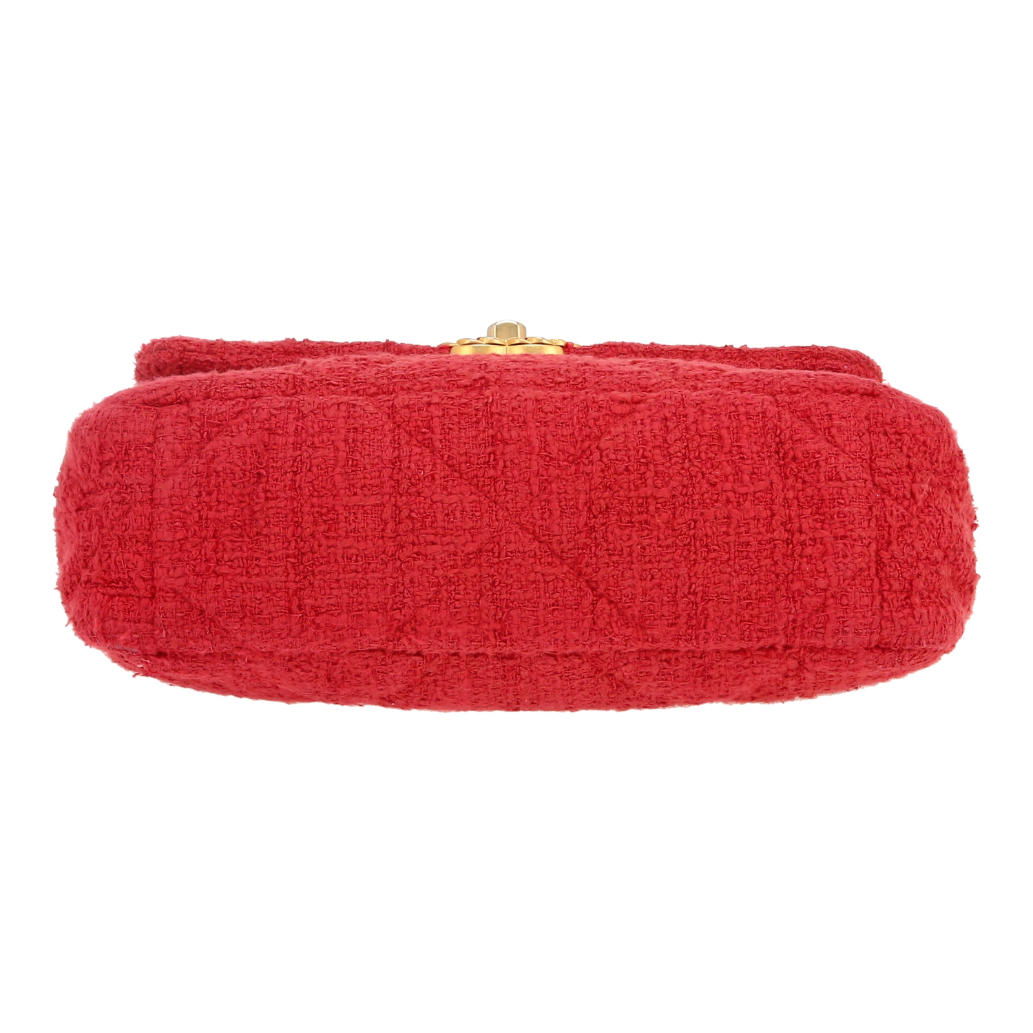 Sac bandoulière Chanel  19 en tweed rouge - Detail D1