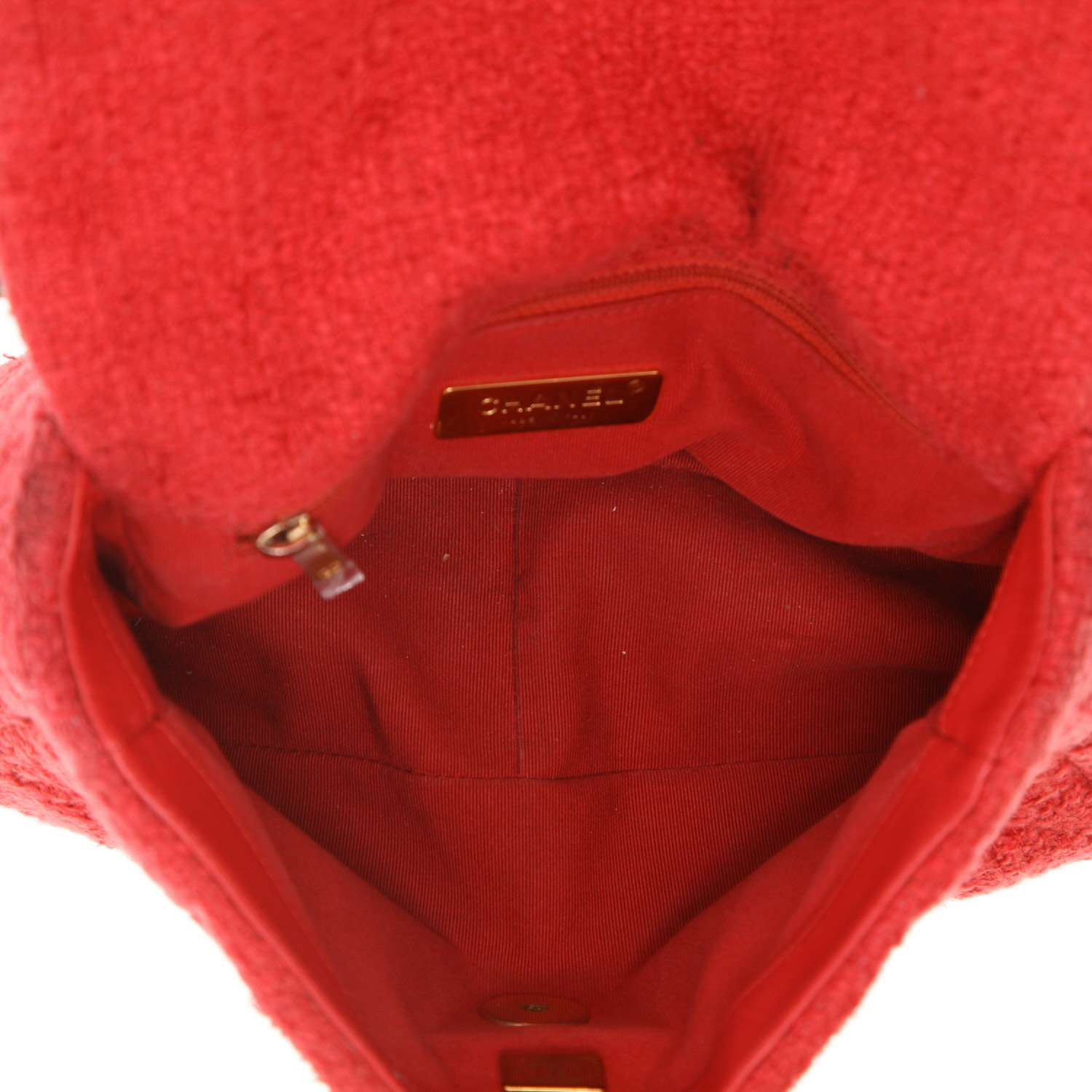 Chanel  19 shoulder bag  in red tweed - Detail D3