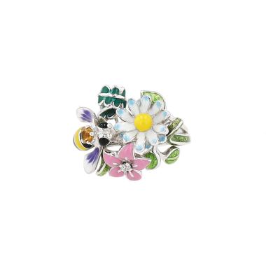 Anello Dior Diorette modello medio in oro bianco, smalto e diamante