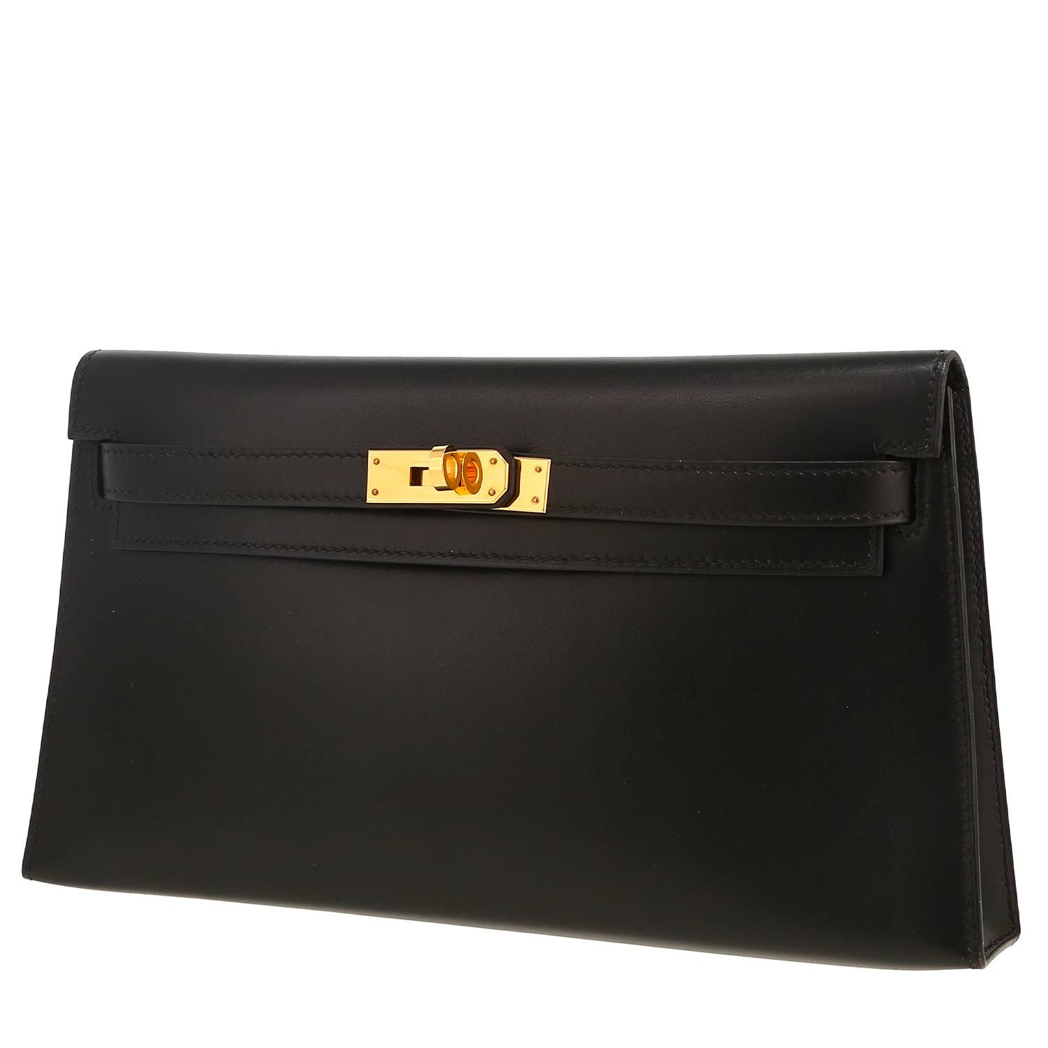 Pochette Hermès  Kelly - Clutch en cuir box noir