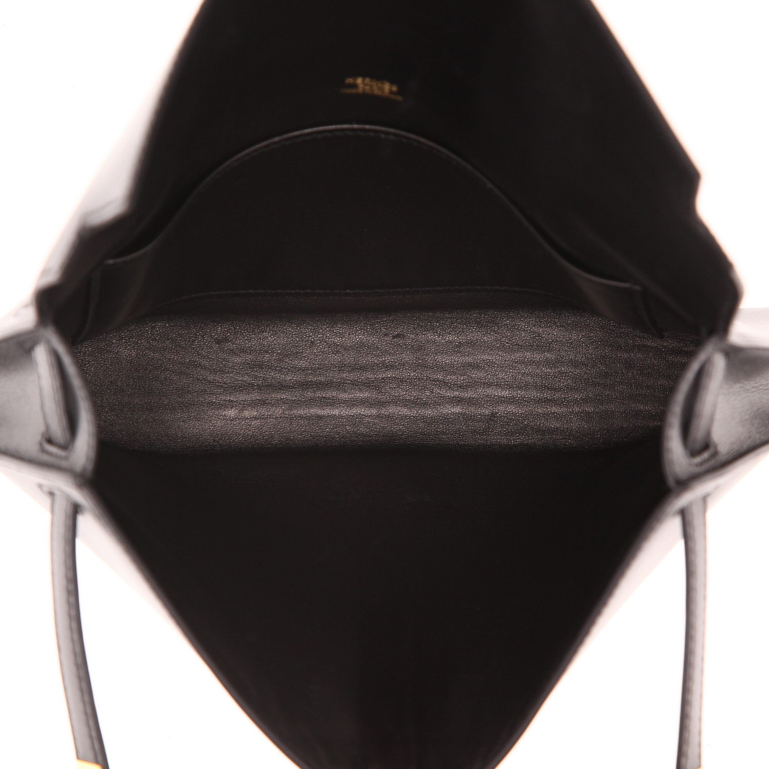 Bolsito de mano Hermès  Kelly - Clutch en cuero box negro - Detail D3