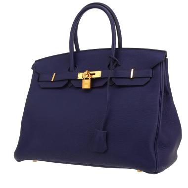 Borsa Hermès  Birkin 35 cm in pelle togo Bleu Encre