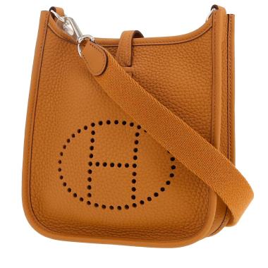 Sac bandoulière Hermès  Mini Evelyne en cuir taurillon clémence Biscuit