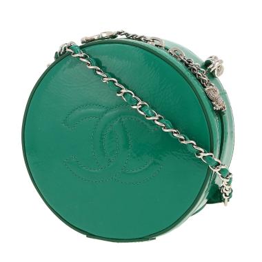 Borsa a tracolla Chanel  Round on Earth in pelle verniciata verde