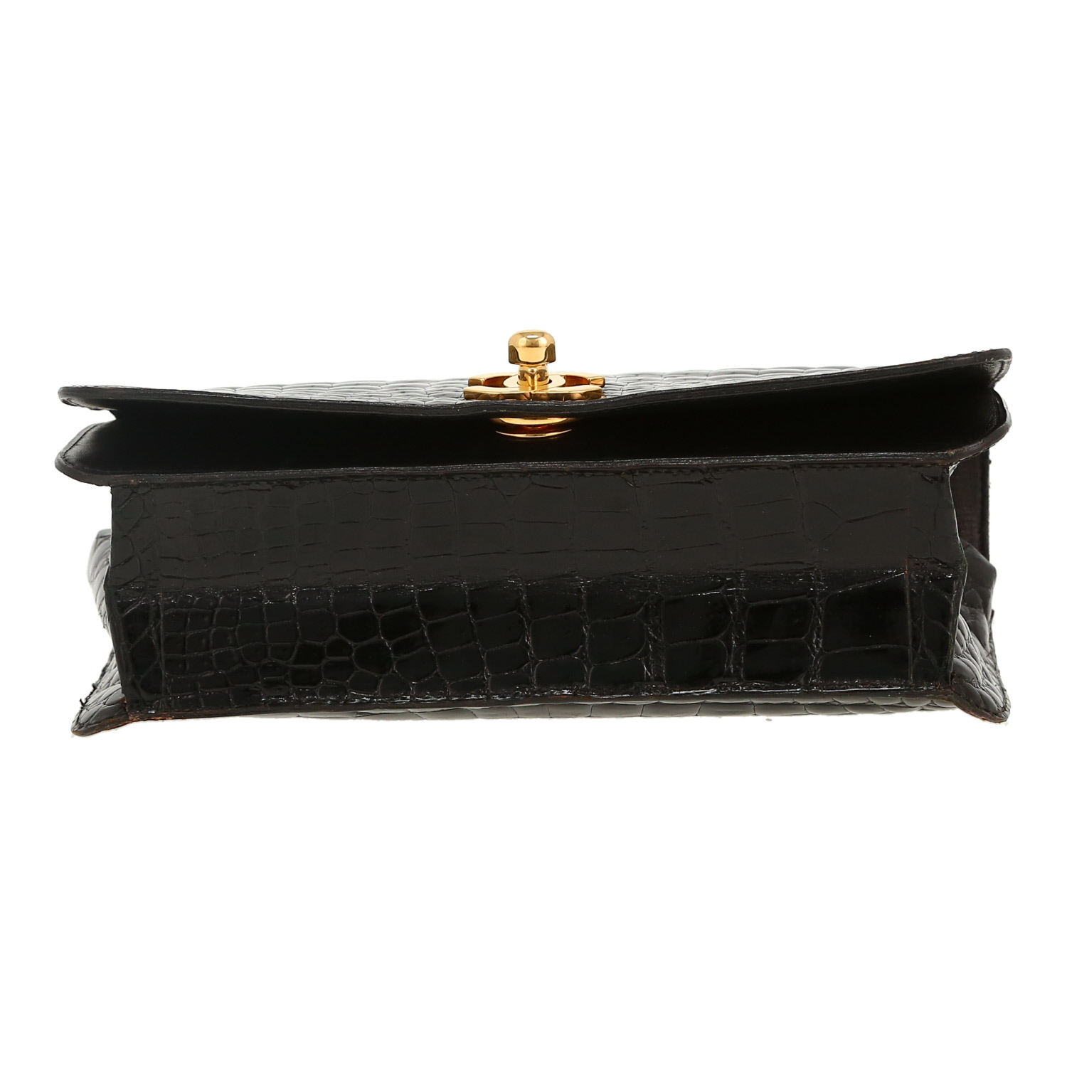 Chanel  Mademoiselle bag worn on the shoulder or carried in the hand  in black crocodile - Detail D1