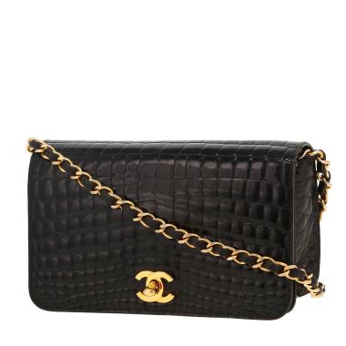 Borsa da spalla o a mano Chanel  Mademoiselle in coccodrillo nero