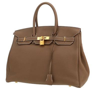 Bolso de mano Hermès  Birkin 35 cm en cuero togo marrón etoupe