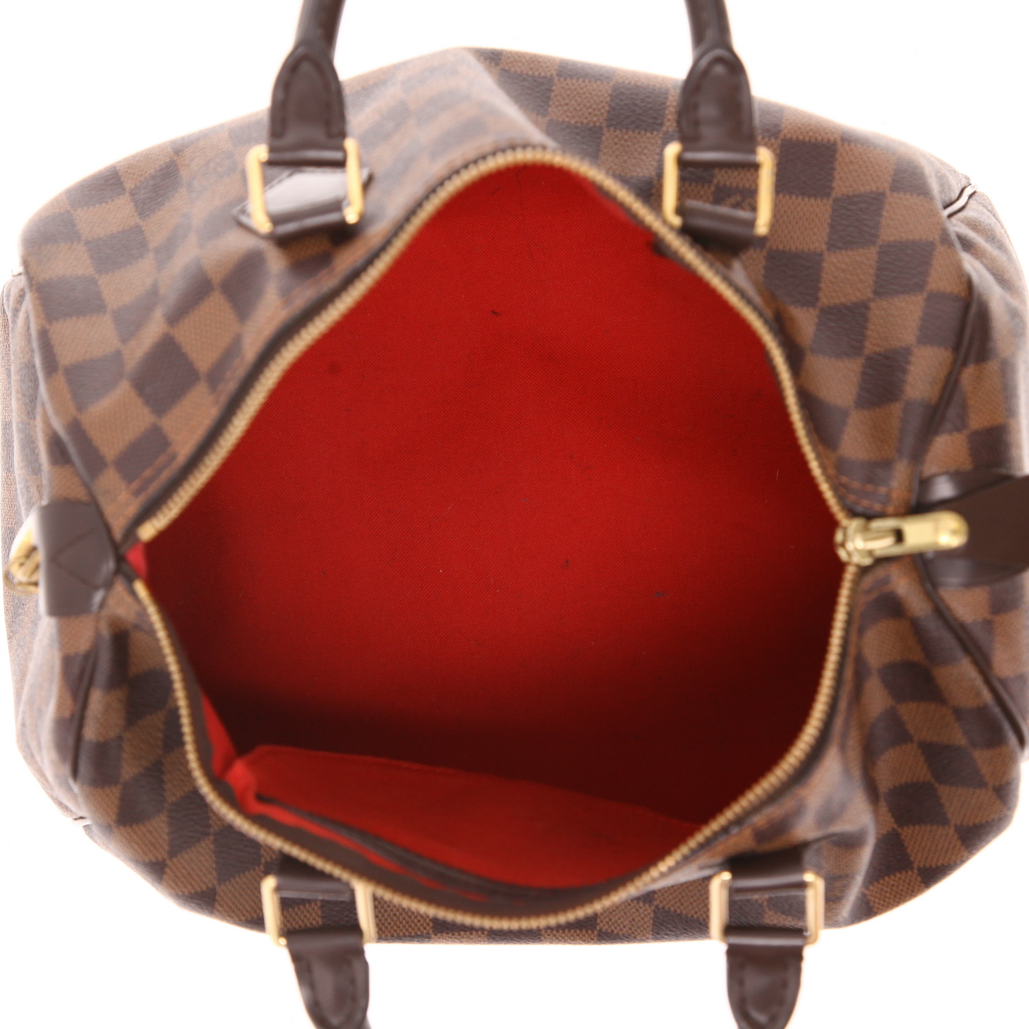 Borsa Louis Vuitton  Speedy 30 in tela a scacchi ebana e pelle marrone - Detail D3