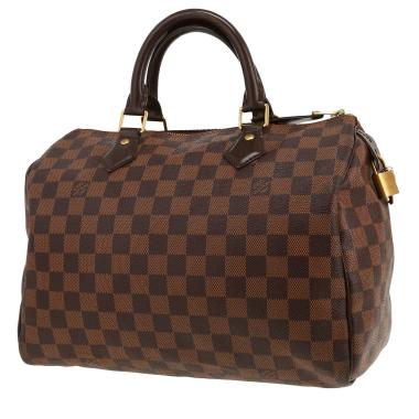 Sac à main Louis Vuitton  Speedy 30 en toile damier ébène et cuir marron