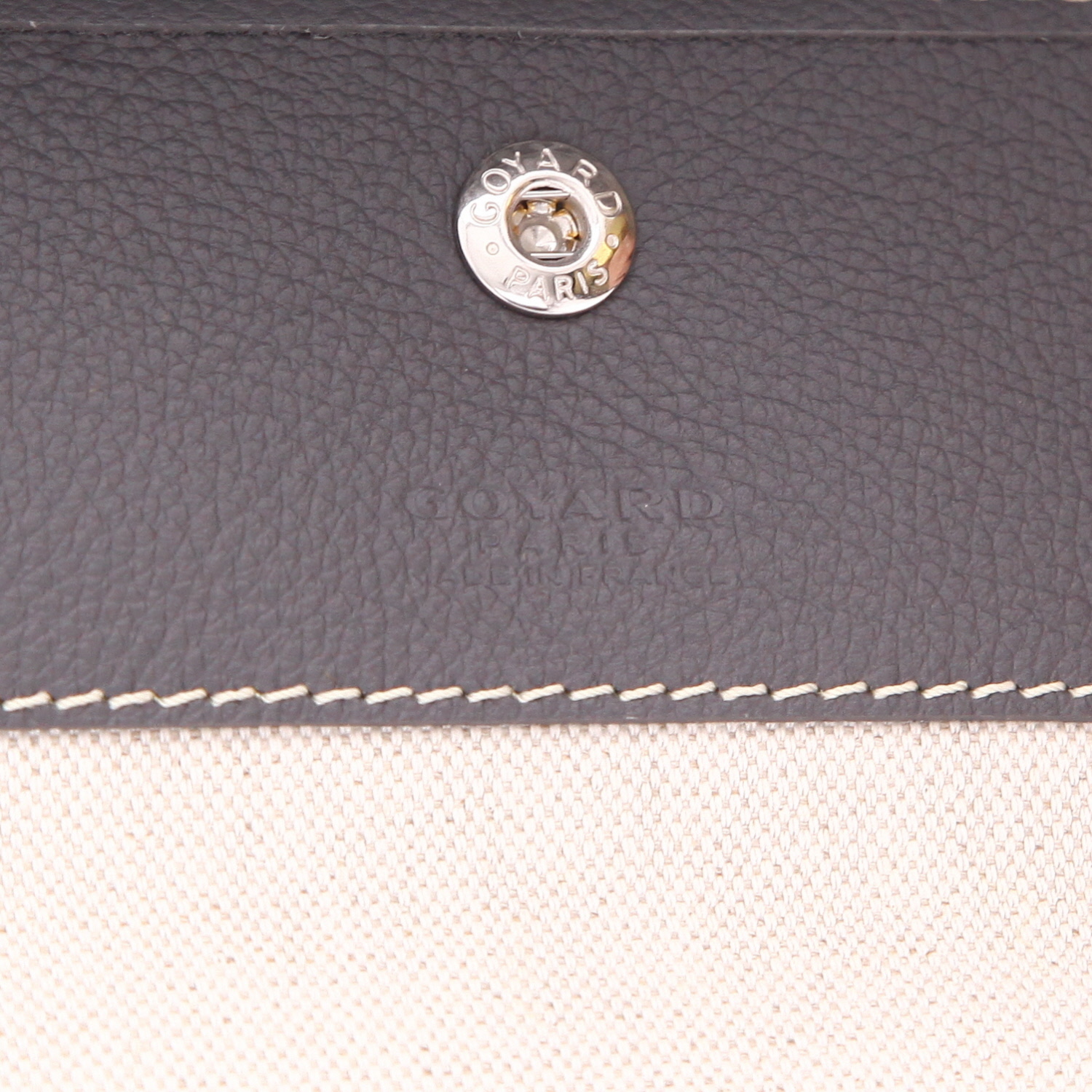 Goyard  Saint-Louis shopping bag  in grey Goyard canvas  and grey leather - Detail D2