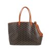 Goyard  Chien Gris shopping bag  in black Goyard canvas  and brown leather - 360 thumbnail
