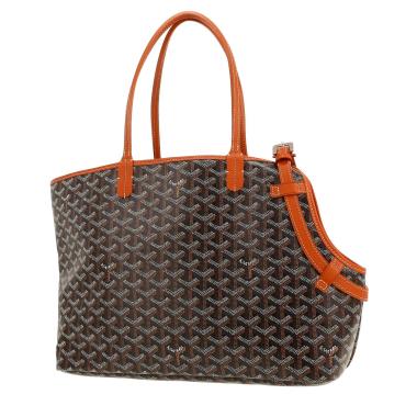Goyard  Chien Gris shopping bag  in black Goyard canvas  and brown leather
