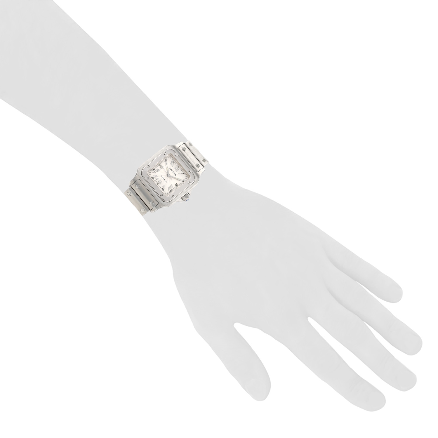 Cartier Santos Galbée  medium model  in stainless steel Ref: Cartier - 2319  Circa 2000 - Detail D1