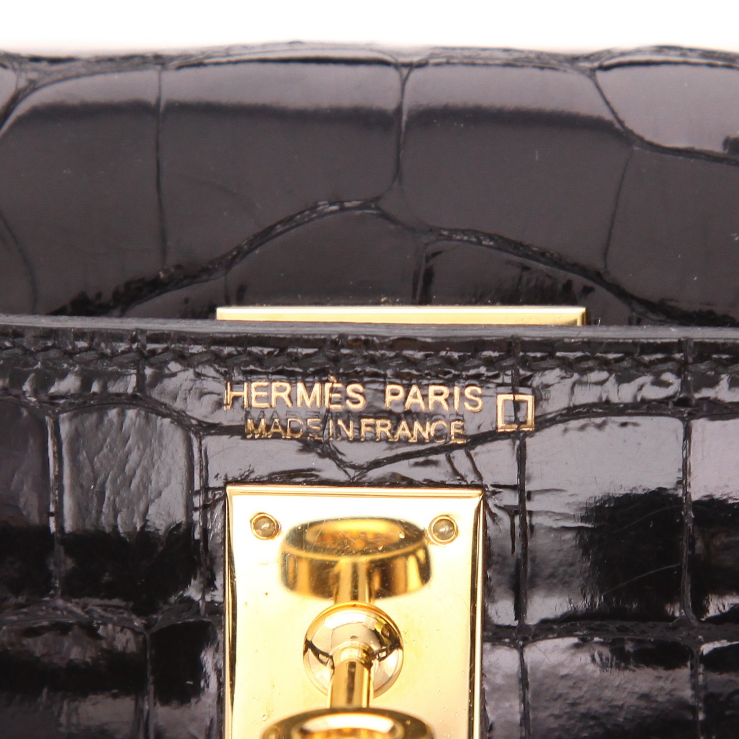 Sac bandoulière Hermès  Kelly 20 cm en alligator noir - Detail D2