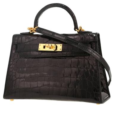 Borsa a tracolla Hermès  Kelly 20 cm in alligatore nero