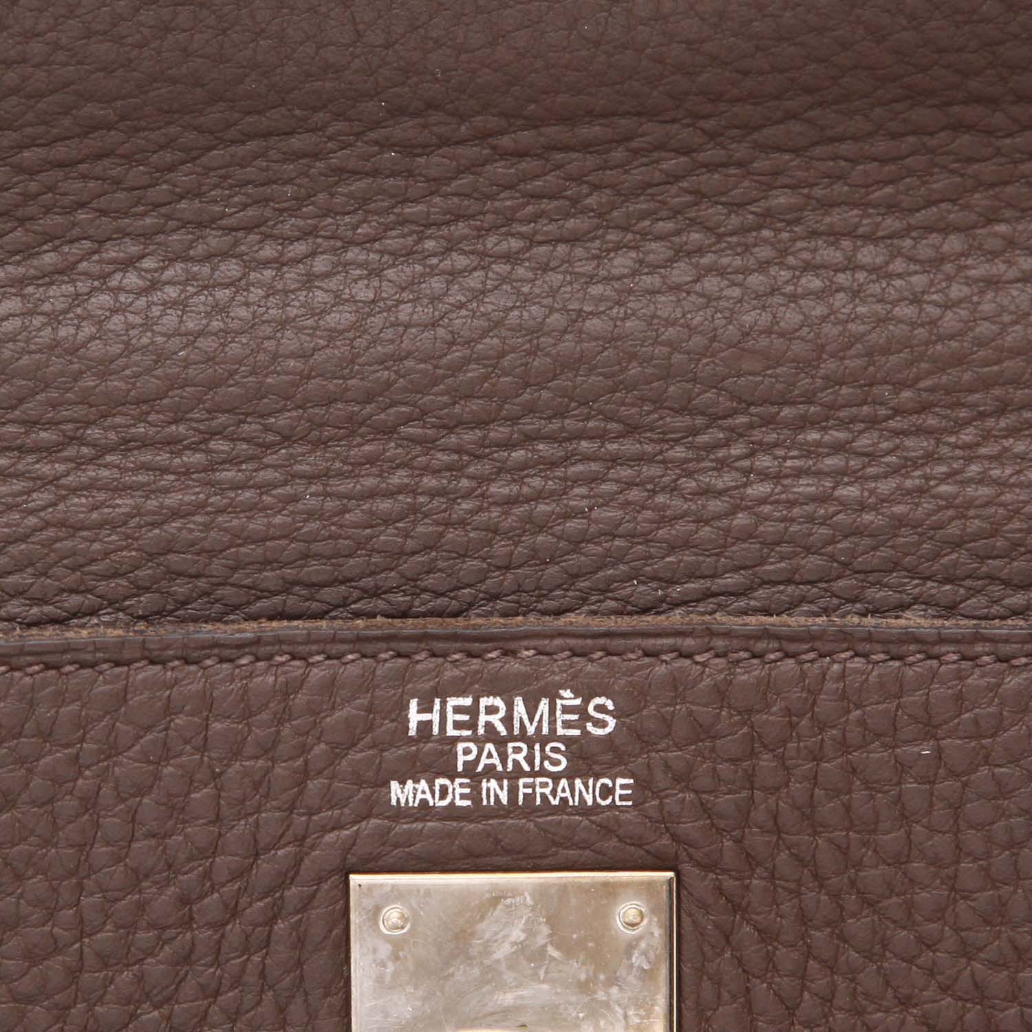 Borsa Hermès  Kelly 35 cm in pelle taurillon clemence marrone - Detail D2