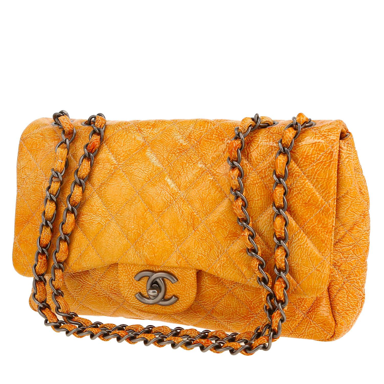 Borsa Chanel  Timeless in pelle verniciata e foderata arancione
