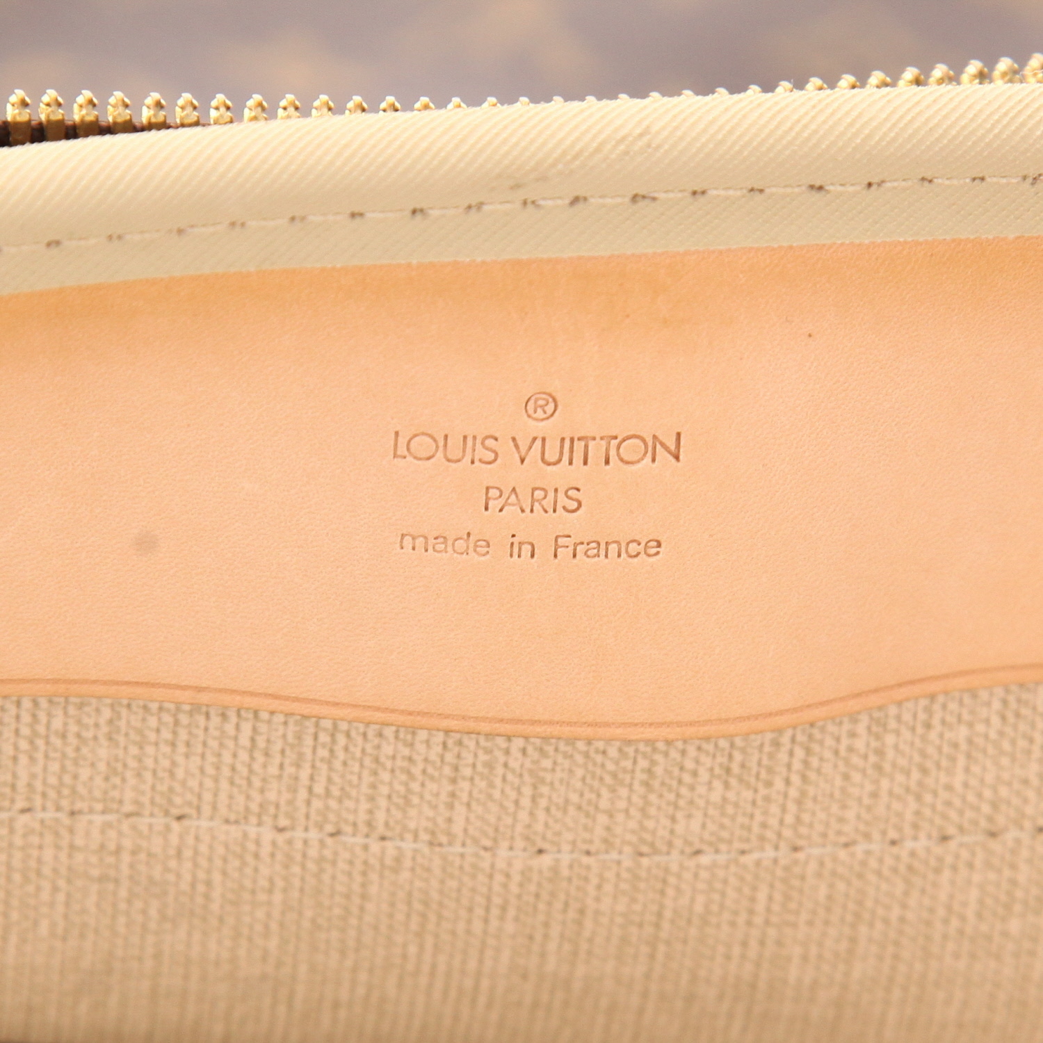 Sac de voyage Louis Vuitton  Alize en toile monogram marron et cuir naturel - Detail D2