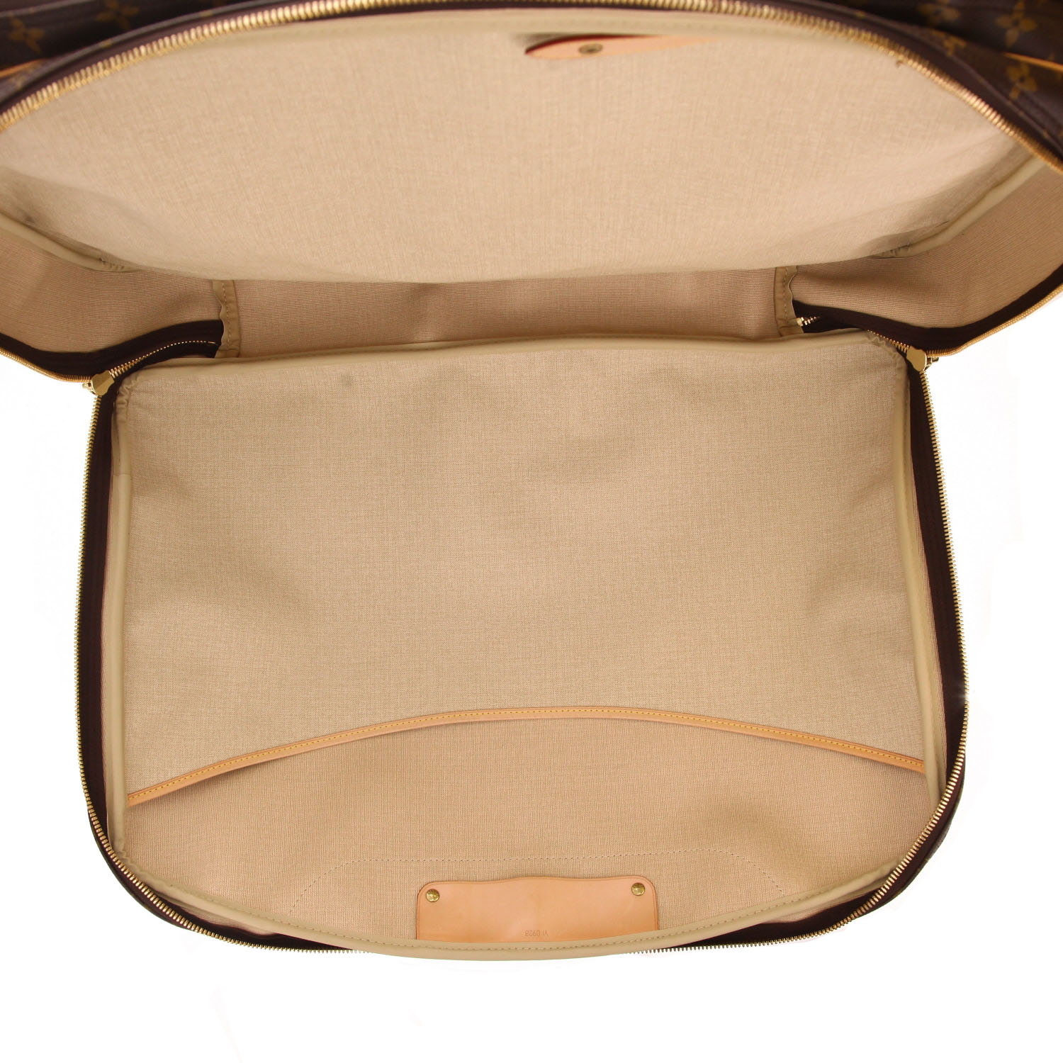 Louis Vuitton  Alize travel bag  in brown monogram canvas  and natural leather - Detail D3