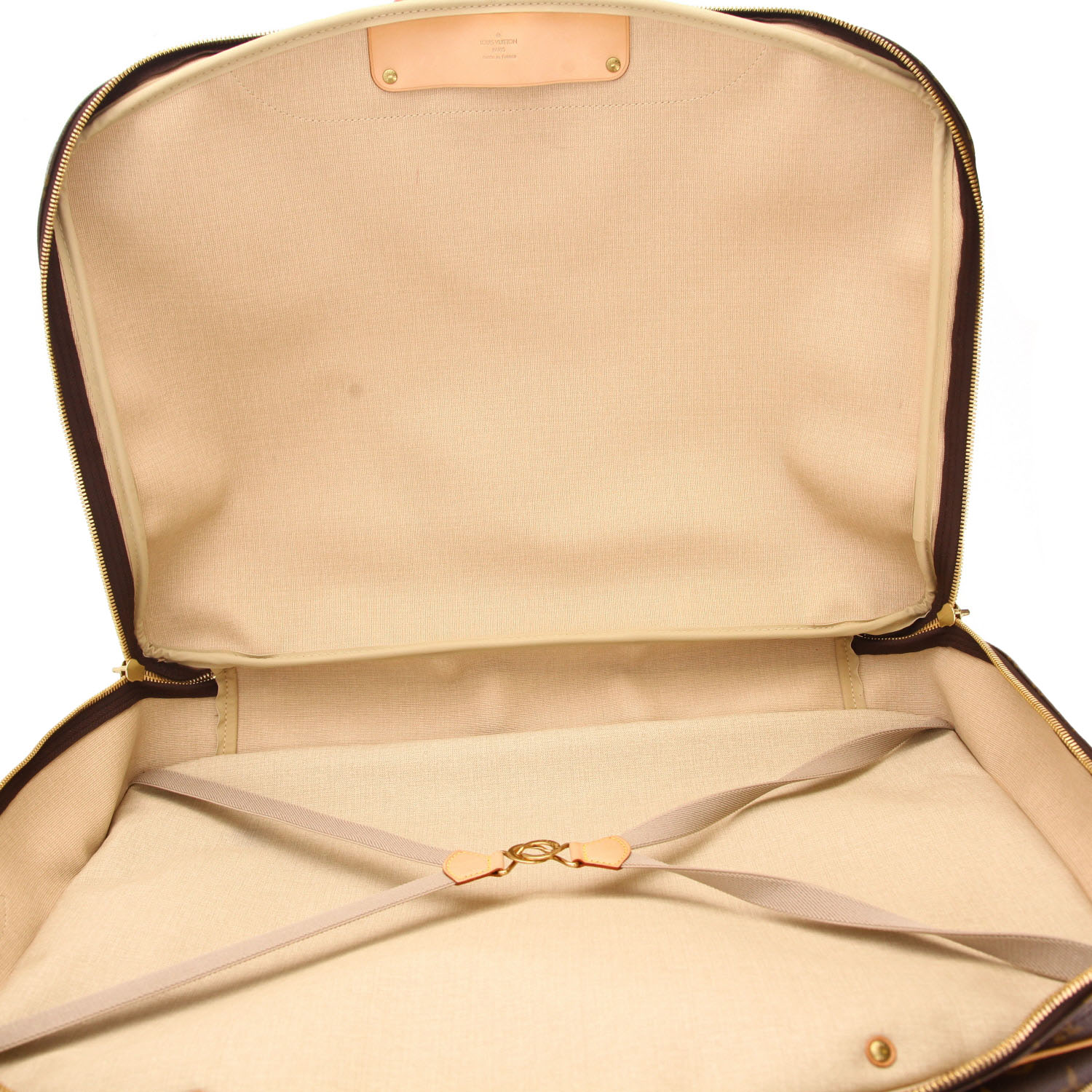 Borsa da viaggio Louis Vuitton  Alize in tela monogram marrone e pelle naturale - Detail D4