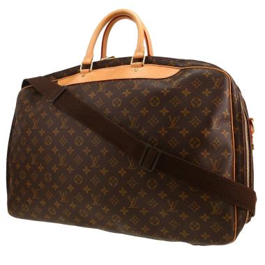 Borsa da viaggio Louis Vuitton  Alize in tela monogram marrone e pelle naturale