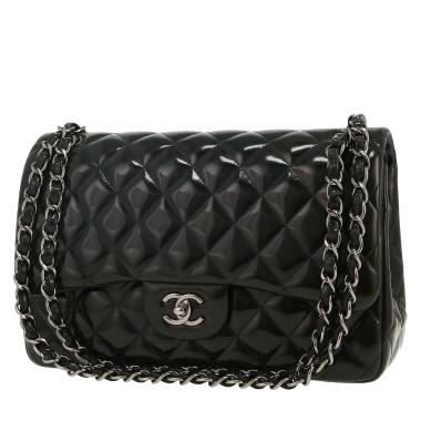 Borsa a tracolla Chanel  Timeless Jumbo in pelle verniciata e foderata verde