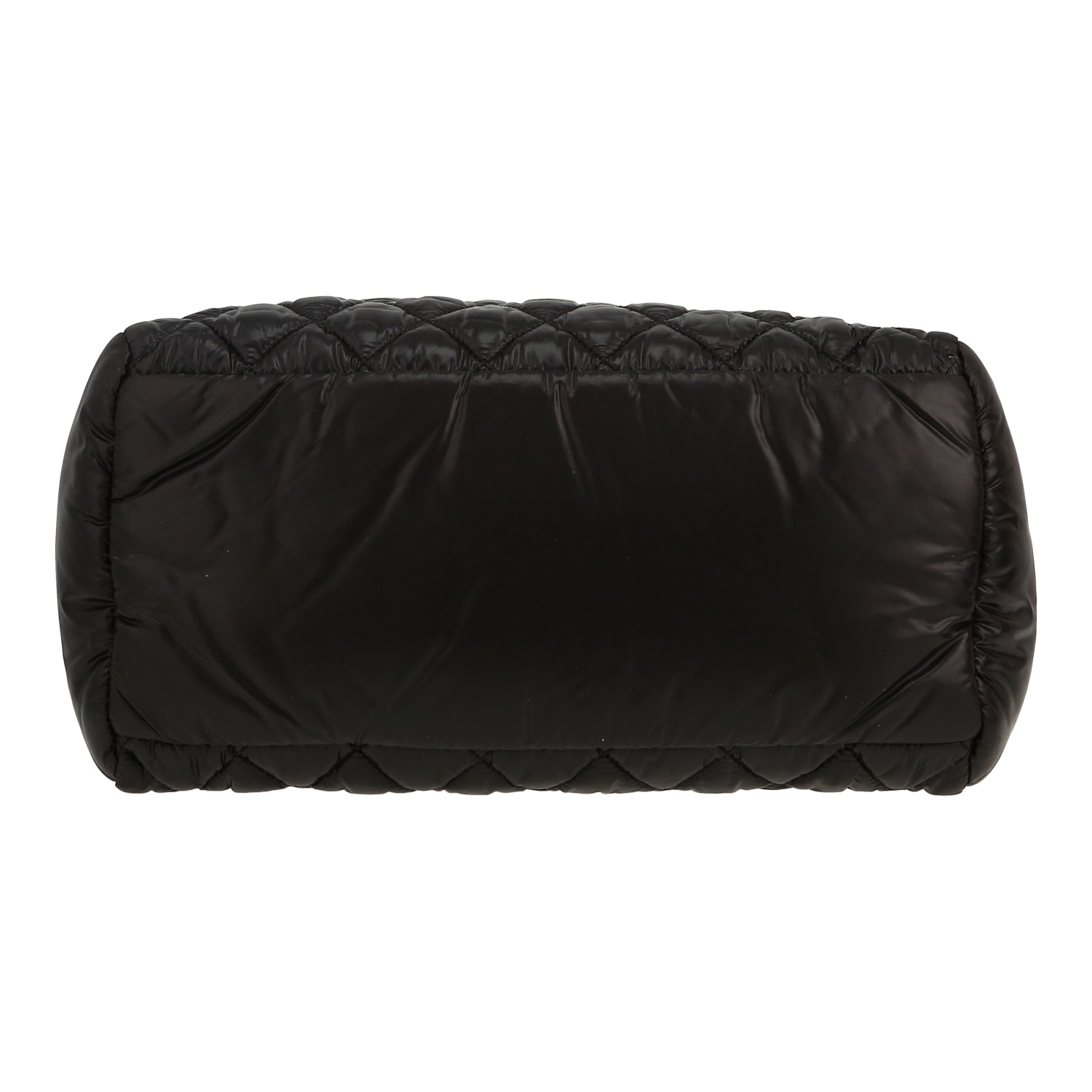 Bolso de mano Chanel  Coco Cocoon modelo pequeño  en lona acolchada negra y cuero negro - Detail D1