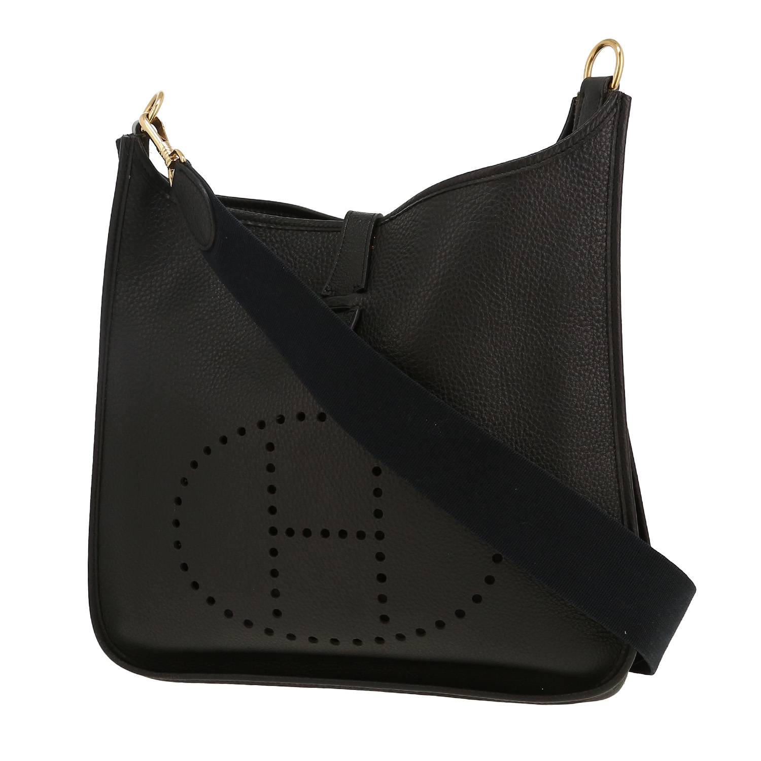 Bolso bandolera Hermès  Evelyne en cuero togo negro