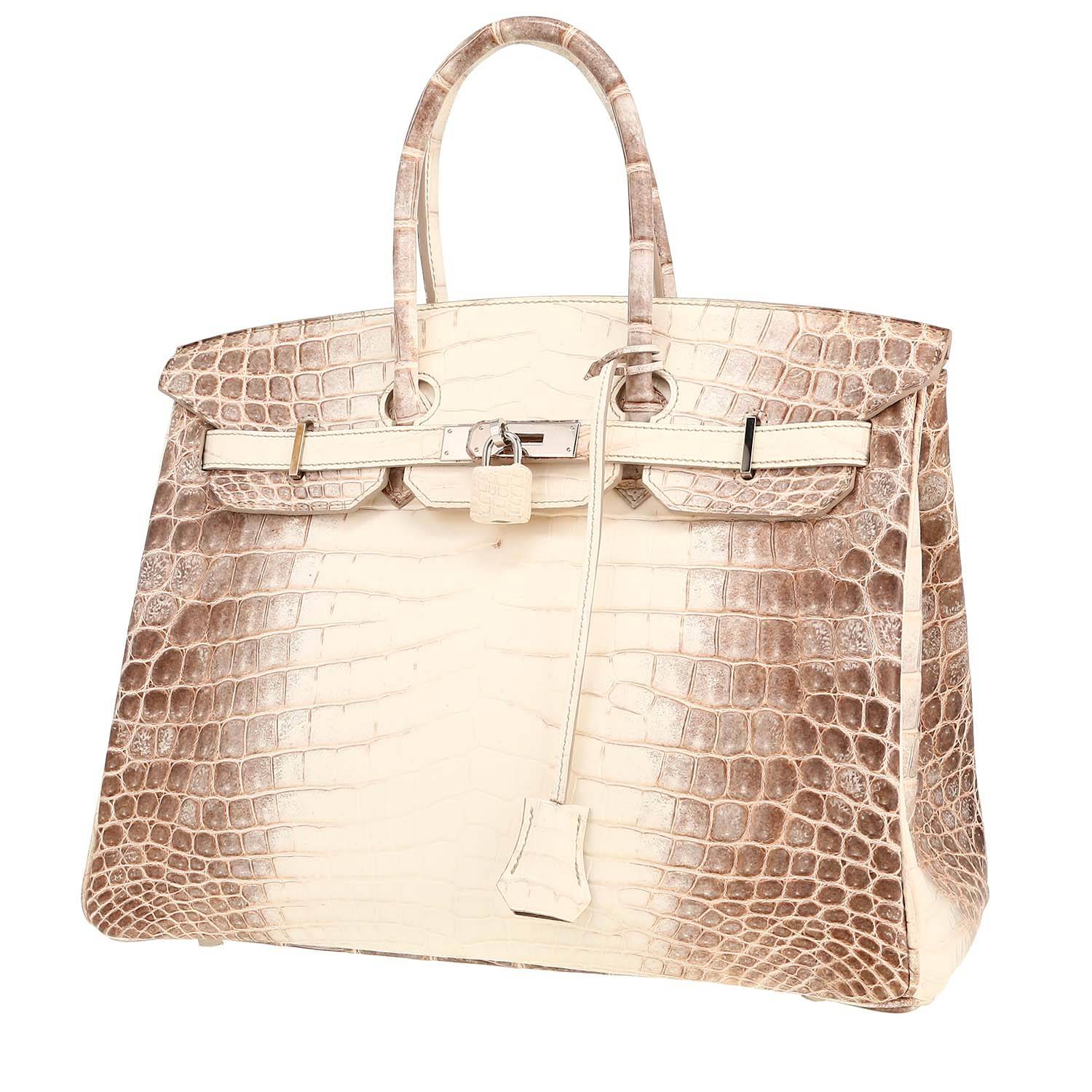 Bolso de mano Hermès  Birkin 35 cm Himalaya en cocodrilo niloticus blanco