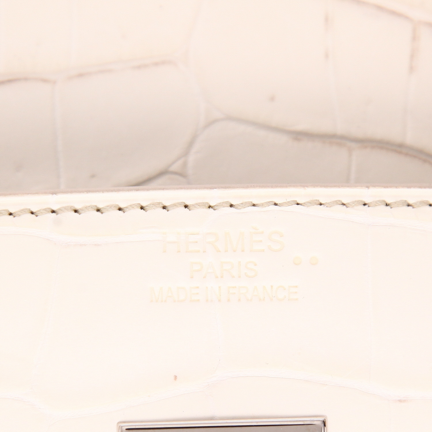 Sac à main Hermès  Birkin 35 cm Himalaya en crocodile niloticus blanc - Detail D2