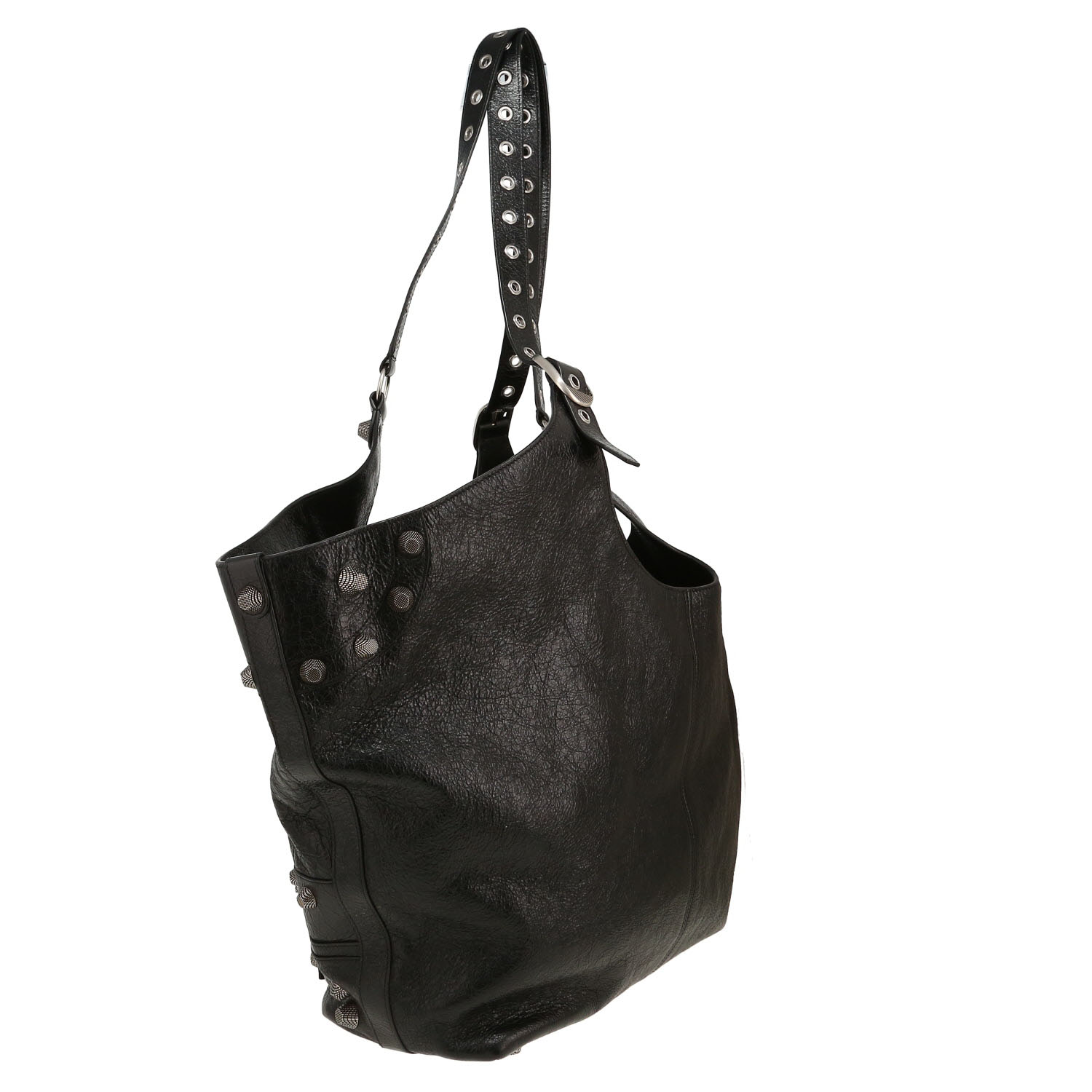 Bolso Cabás Balenciaga  Cagole modelo grande  en cuero usado negro - Detail D4