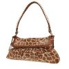 Borsa da spalla o a mano Fendi   in raso beige e marrone e pelle marrone - 00pp thumbnail