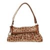 Borsa da spalla o a mano Fendi   in raso beige e marrone e pelle marrone - 360 thumbnail