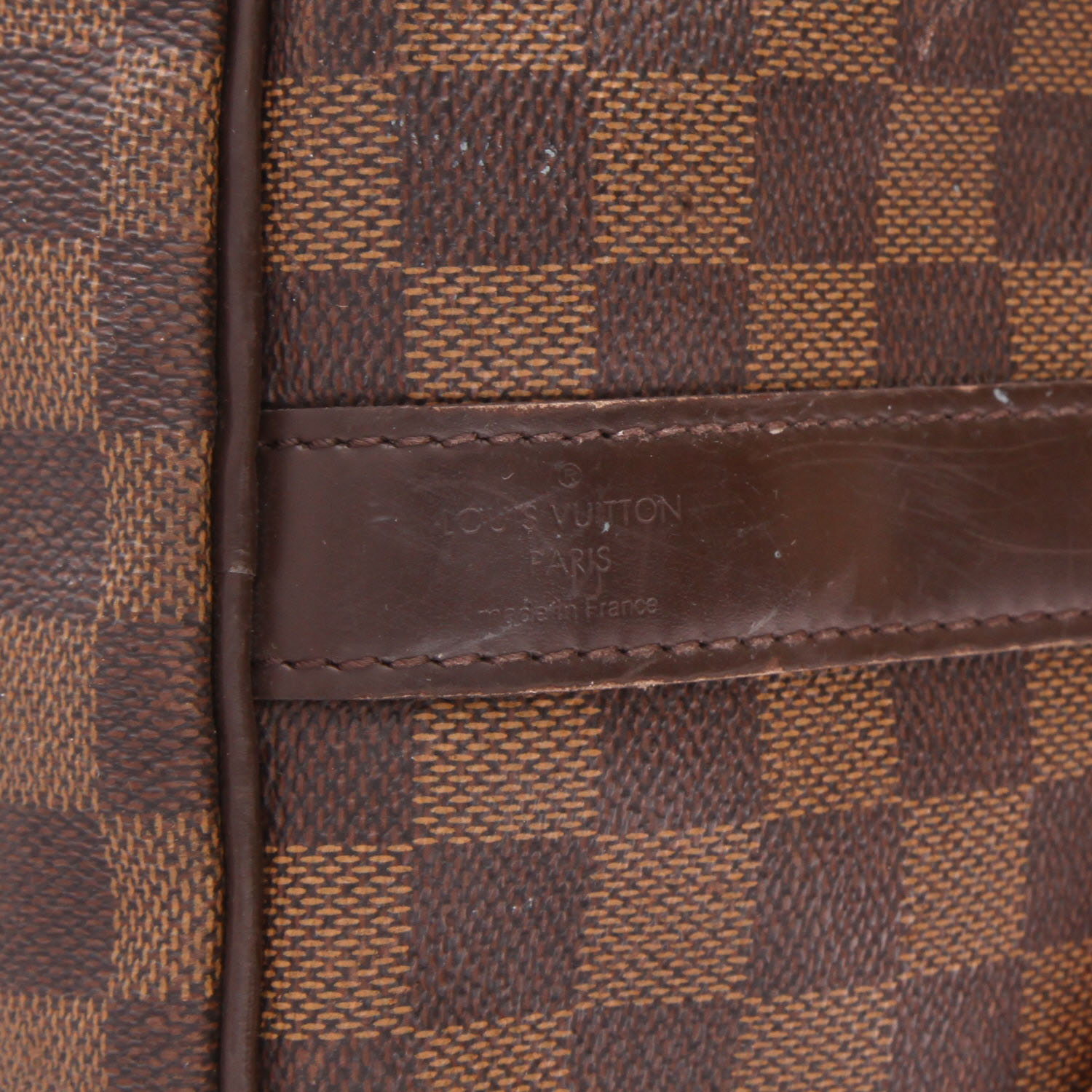 Bolsa de viaje Louis Vuitton  Keepall 55 en lona a cuadros ébano y cuero marrón - Detail D2