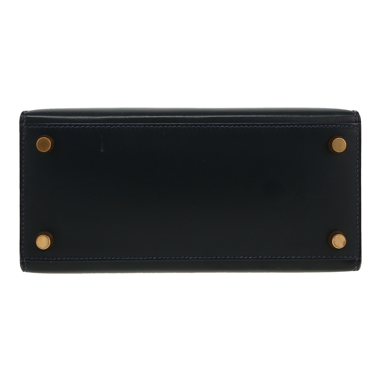 Hermès  Kelly 20 cm shoulder bag  in navy blue box leather - Detail D1