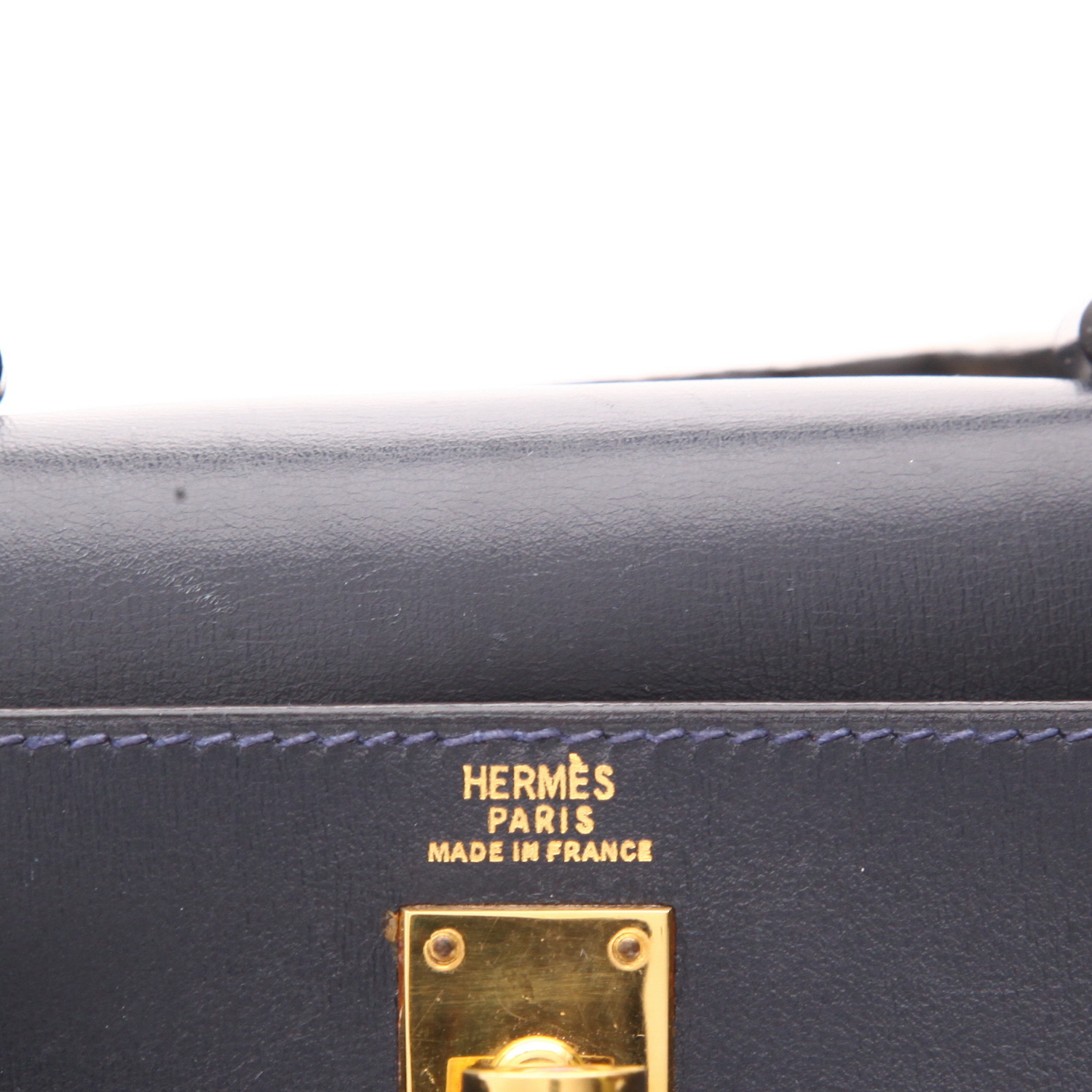 Bolso bandolera Hermès  Kelly 20 cm en cuero box azul marino - Detail D2