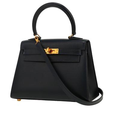 Sac bandoulière Hermès  Kelly 20 cm en cuir box bleu-marine