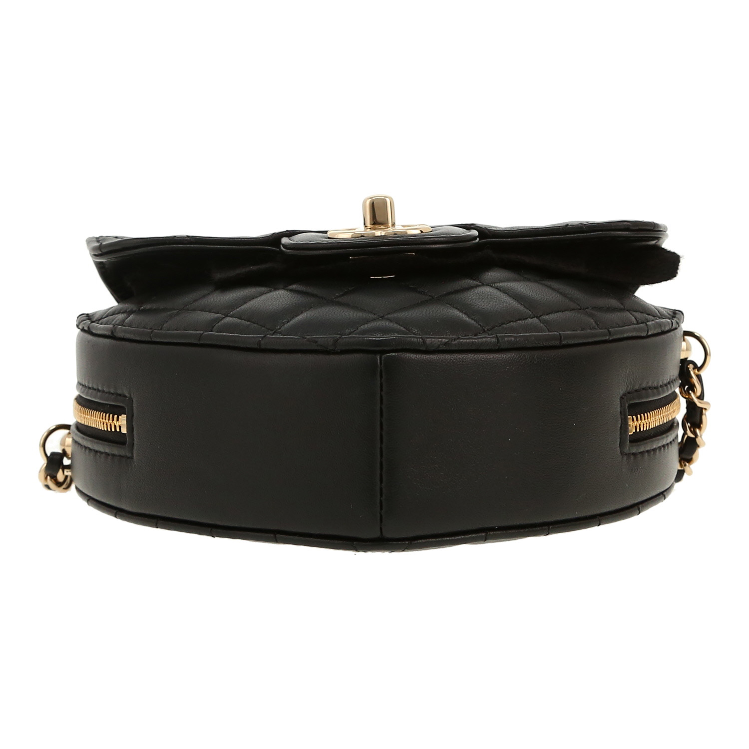 Sac bandoulière Chanel  Heart bag mini  en cuir matelassé noir - Detail D1
