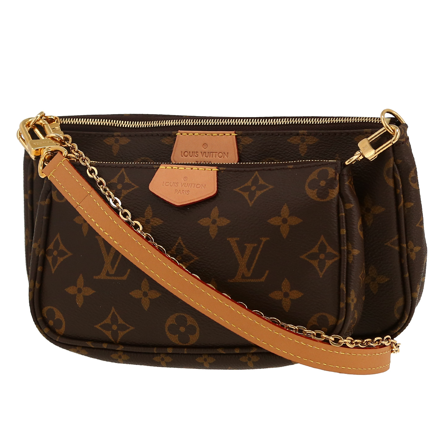 Bolso bandolera Louis Vuitton  Multi-Pochette en lona Monogram revestida marrón - Detail D5